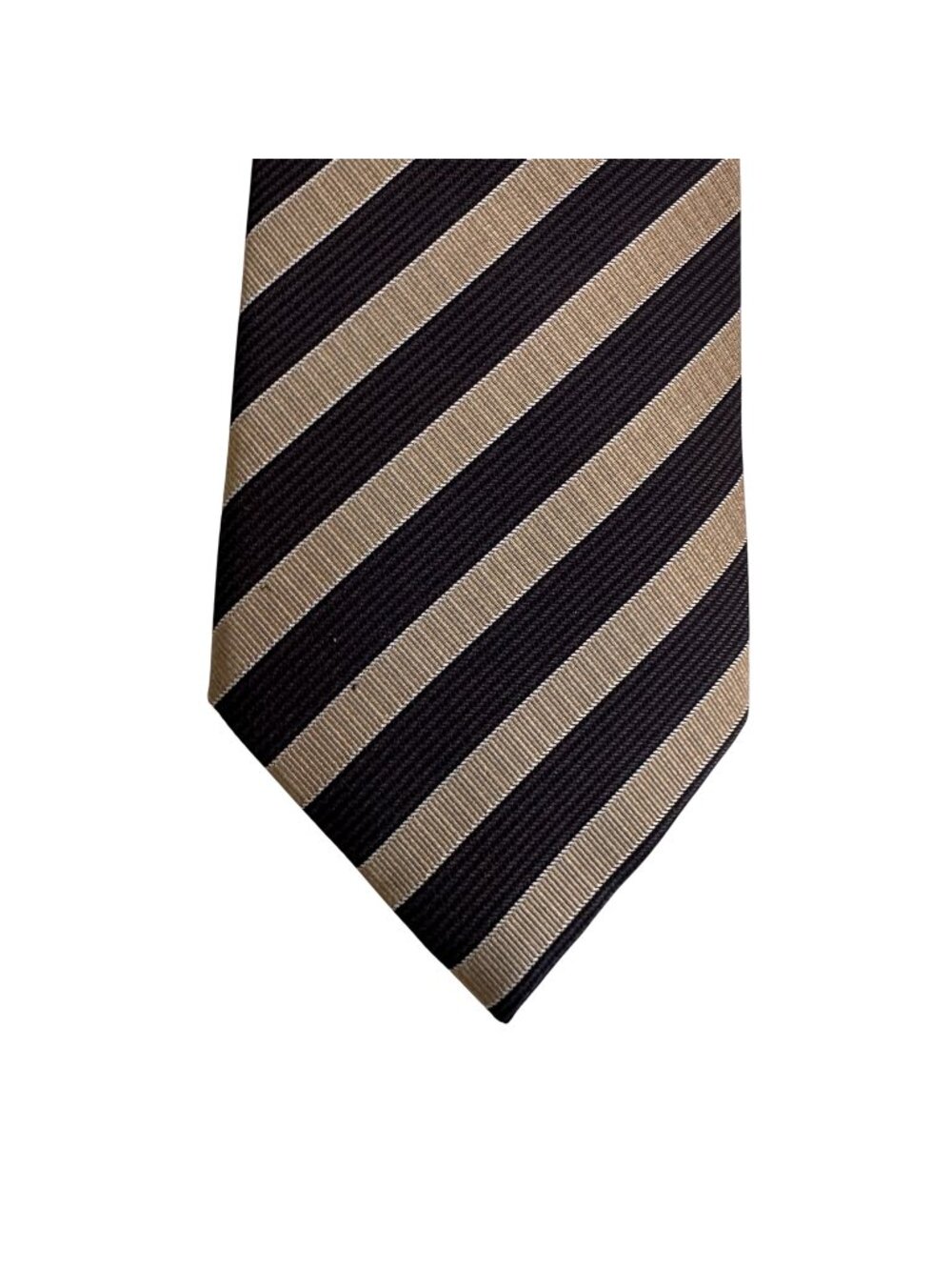 NWT Men's Giorgio 100% Silk  Handmade Italy Tie Neckwear Stripe Brown & Tan
